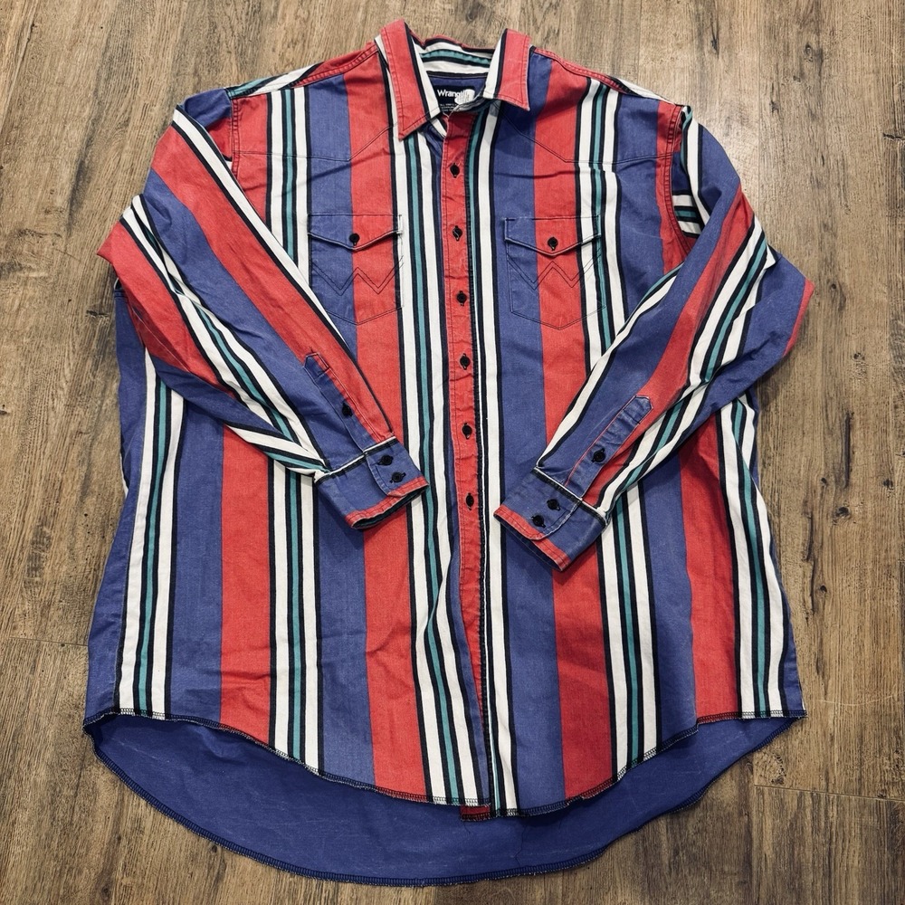 Vintage Wrangler Brushpopper Shirt 20-37 Tall X-long Tails Western Rodeo Cowboy